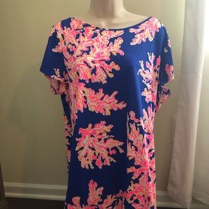 Lilly Pulitzer Short Sleeve Blue Pink Coral XL